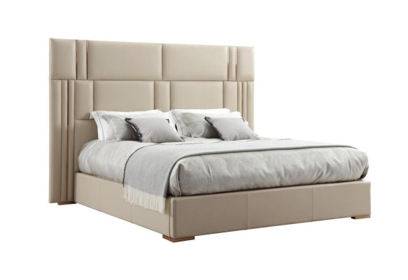 Luxury Bedroom Bed Designer Furniture Double bed White Textile Wood new