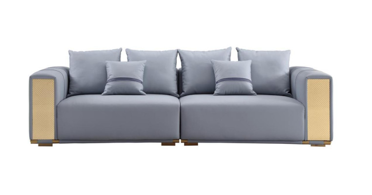 Luxury Sofa 4 Seater Upholstered Sofa Blue Textile Seat Design Couch Modern new