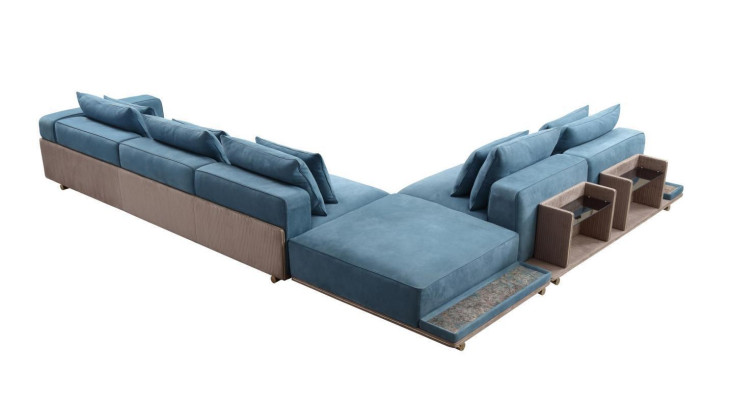 Blue Corner sofa L-shape Couch Living room Luxury fabric furniture Luxury Design new