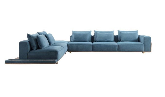 Blue Corner sofa L-shape Couch Living room Luxury fabric furniture Luxury Design new