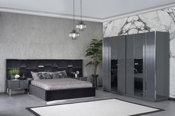 Complete bedroom furniture Double bed 2x Bedside tables Luxury Wardrobe