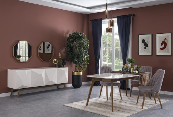 Dining room Complete Modern Design Dining table new Sideboard with 2x Mirror
