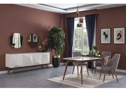 Dining room Complete Modern Design Dining table new Sideboard with 2x Mirror