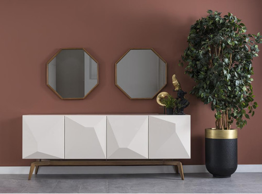 Dining room Complete Modern Design Dining table new Sideboard with 2x Mirror