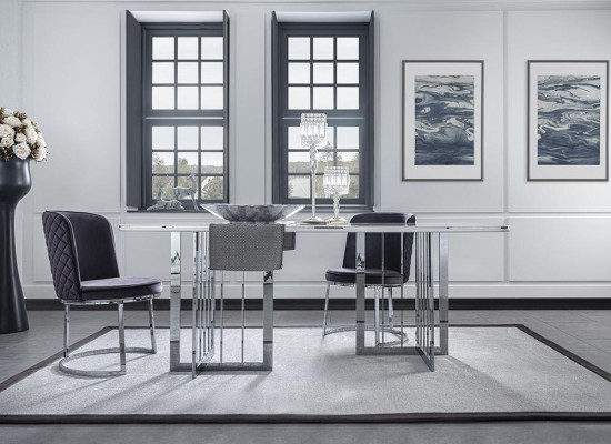 Dining room Furniture Luxury Complete Dining table Sideboard with Mirror Design 4x Chairs