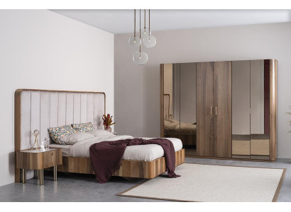 Luxury Bedroom Complete Upholstery Furniture Double Bed Modern Wardrobe