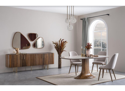 Dining room set 9 pieces modern design luxury furniture complete furnishings dining table