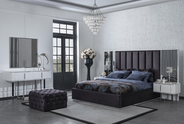 Bedroom 6tlg Bet 2x Bedside tables Luxury Wardrobe Design Dressing table