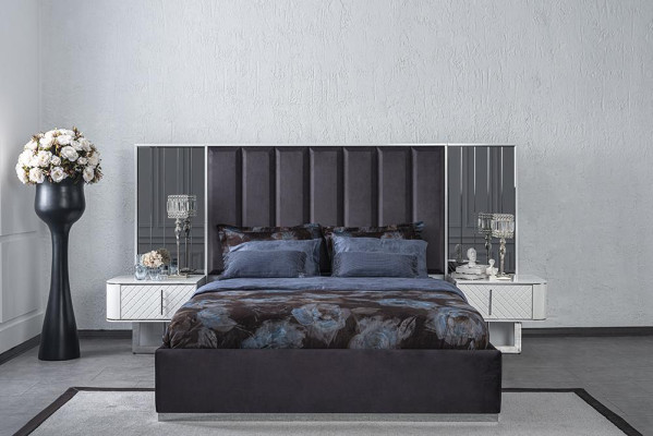 Double Bed Modern 2x Bedside tables Bedroom Set Luxury Design Furniture