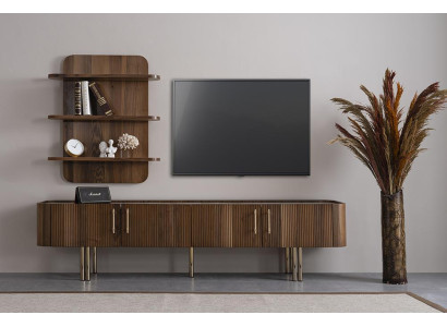 Living room Furniture Design Wall unit Luxury TV Stand Brown Wall Shelves