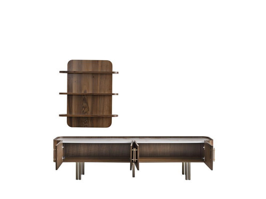 Living room Furniture Design Wall unit Luxury TV Stand Brown Wall Shelves