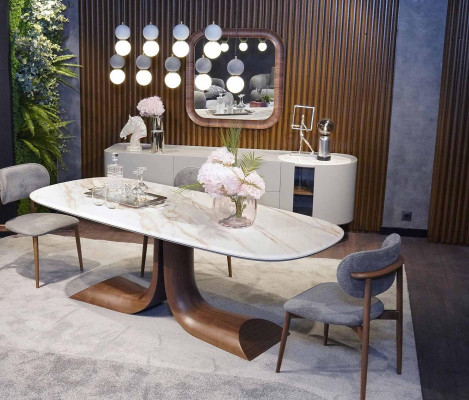 Luxury Complete Dining room Set 7-piece Ess Group Sideboard Mirror Dining table new