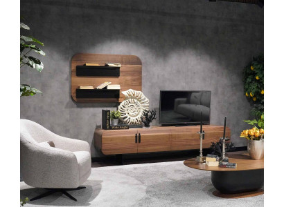 Wall unit Complete Set Living room Suite Braun Furniture Wall shelf new