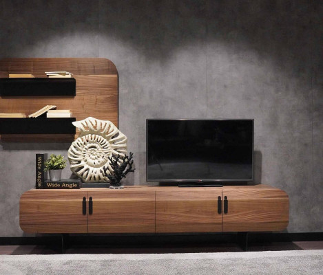 Wall unit Complete Set Living room Suite Braun Furniture Wall shelf new