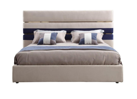 Modern Designer Double bed with Wood Frame Stylish Bed New in Beige