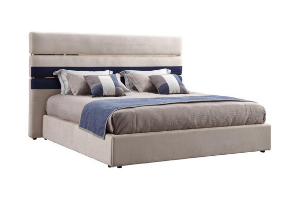 Modern Designer Double bed with Wood Frame Stylish Bed New in Beige