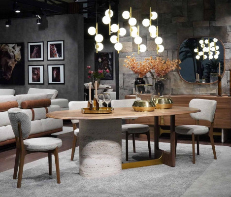Design dining room set 5 pieces. Modern Furnishings Wood Table 4x Chairs Suite new
