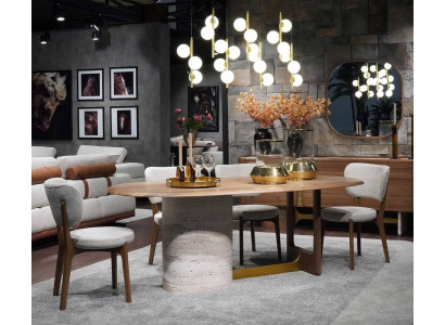 Design dining room set 5 pieces. Modern Furnishings Wood Table 4x Chairs Suite new