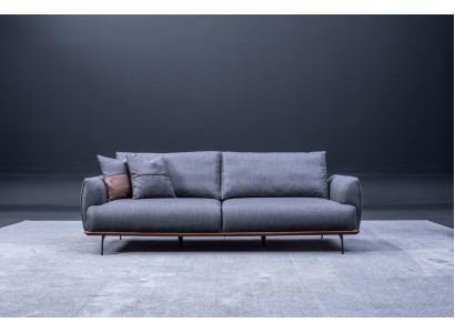 Gray upholstered sofa, modern three-seater living room textile sofa, luxury new