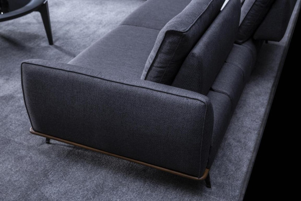 Gray upholstered sofa, modern three-seater living room textile sofa, luxury new