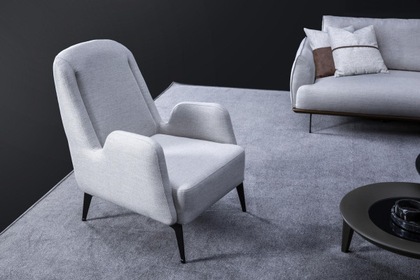 Designer Gray Armchair Luxury 1 Seater Upholstered Chair Textile Upholstered Armchair