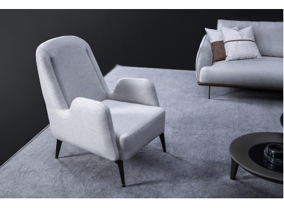 Designer Gray Armchair Luxury 1 Seater Upholstered Chair Textile Upholstered Armchair