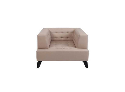 Luxury Beige Leather Chair Upholstery Lounge Single Seater Relax Club Chair Style