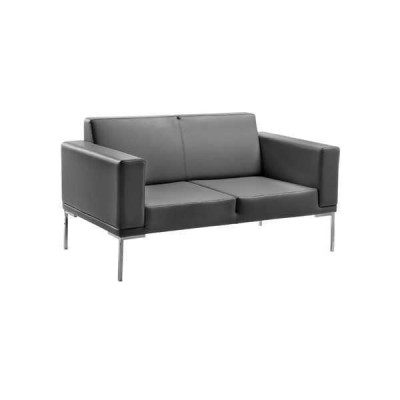 Gray office style 2-seater designer upholstered sofa imitation leather couches 2-seater