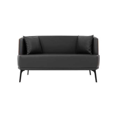 Black Living room 2-Seater Upholstery Imitation leather Sofa 2-Seater Leather Couch