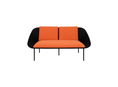 Black -Orange 2-Seater Study room Upholstery Modern Couch Textile Sofas