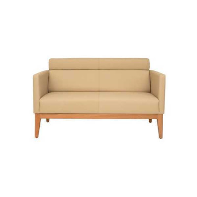 Beige office sofa designer 2-seater upholstered couch imitation leather luxury couches