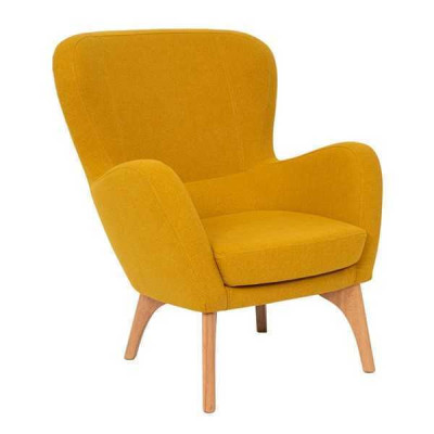 Yellow designer armchair upholstery living room lounge chair elegant single seater