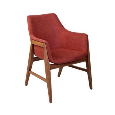 Modern armchair upholstered chair brown-red designer textile single-seater