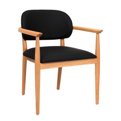 Black armchair designer dining room chair luxury single seater wooden furniture
