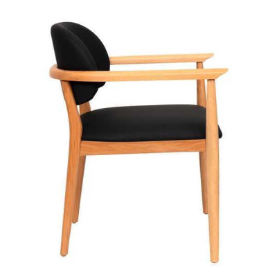 Black armchair designer dining room chair luxury single seater wooden furniture