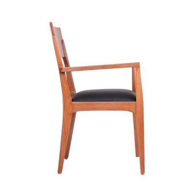 Brown Wooden Chair Designer Single Seater Dining Room Chair Luxury 1-Seater Furniture