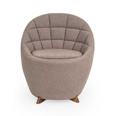 Brown upholstered armchair Living room single-seater designer 1-seater wooden frame