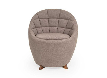 Brown upholstered armchair Living room single-seater designer 1-seater wooden frame
