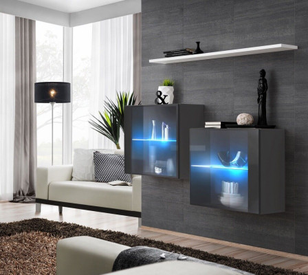 Luxury Furniture Living room Complete Wall unit Wood Furnishings Wall Cabinet Wall Shelf