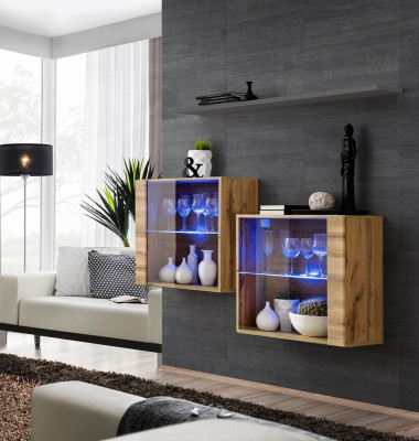 Modern Designer Wall unit Living room Wall Cabinets Brown Furniture Luxury