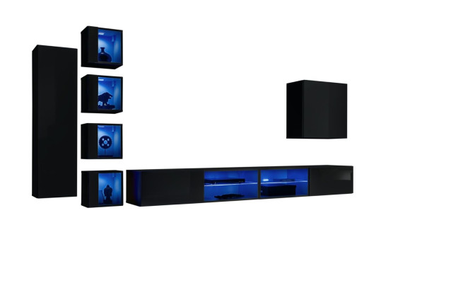 Suite Wall unit Complete Wooden Furniture Modern Designer Set Wall Cabinet Furnishings