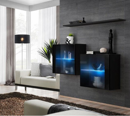 Complete Set 3-piece Designer Wall unit 2x wall cabinet Modern Wall Shelf new