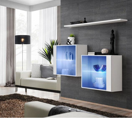 Wall unit new Modern Furnishings Wall Cabinet Shelf White Furniture Complete Living room