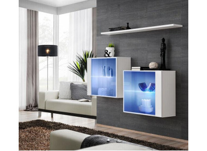 Wall unit new Modern Furnishings Wall Cabinet Shelf White Furniture Complete Living room