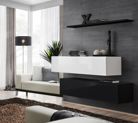 Living Room Black Wall unit Designer Cabinets Set Wall shelf Modern new Furniture