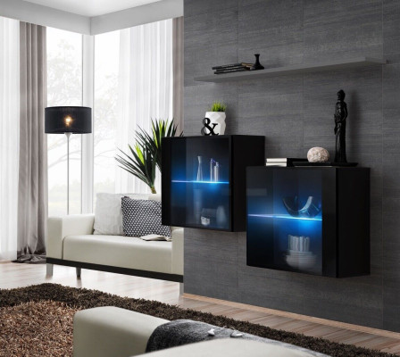 Wall unit Wood Furniture Furnishings Luxury Designer Complete e Set 3pcs. Wall Shelf
