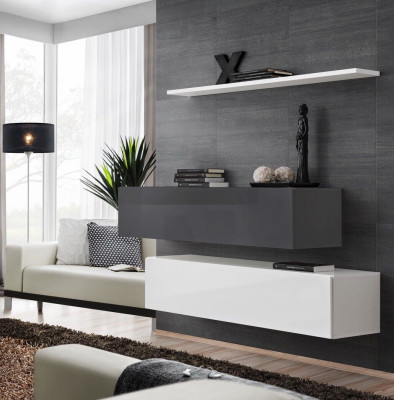 2x Cabinets Wall unit Set Luxury Design Furnishings Wall shelf Wooden furniture Living room