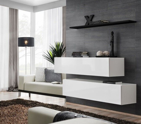 Modern Suite Wall unit Wall Shelf Wall Cabinet White Luxury Furnishings Designer
