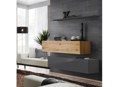 Living room Wall unit Set 3pcs Group Suite Wardrobe Wood Furniture Wall Shelf
