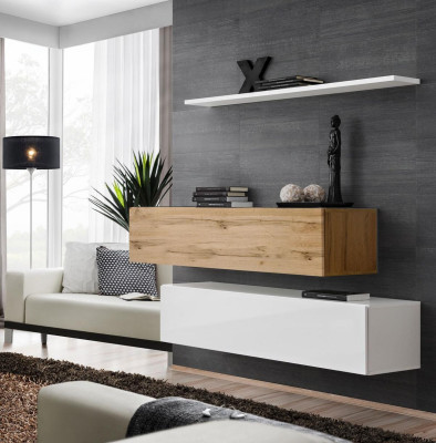 Wall unit 130 cm Designer 2x wall cabinet Suite Set Furniture Wood Living room